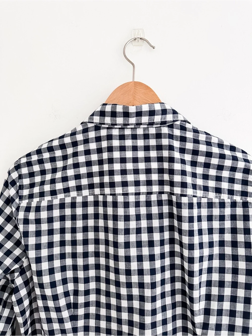 J.Crew Navy White Gingham Button Down Shirt Classic Fitted Cotton Check Size M